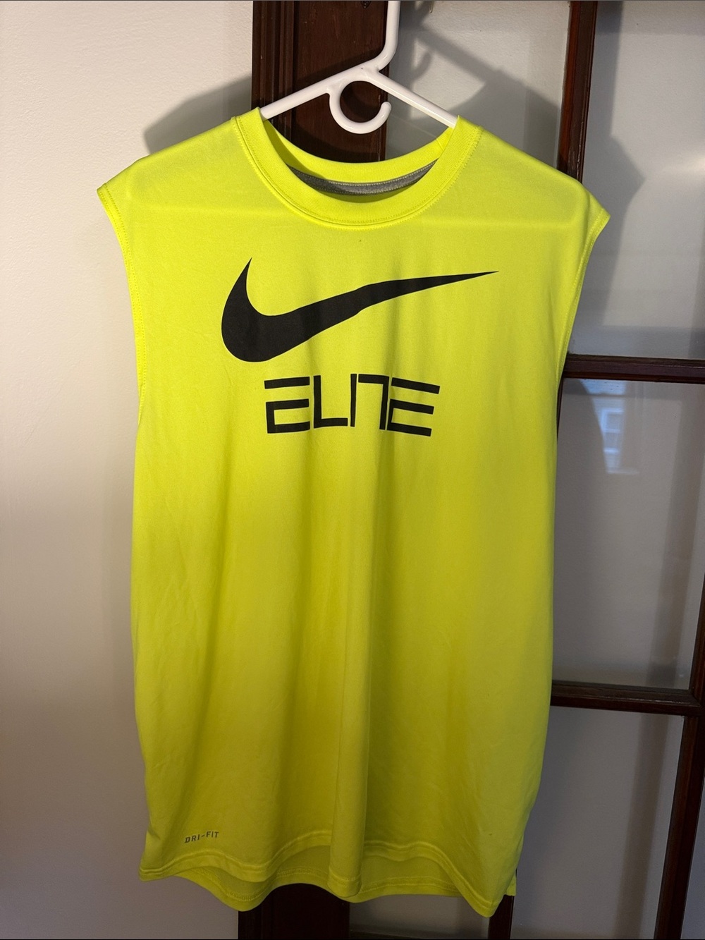 Nike Elite Sleeveless Tank Top - Neon Yellow with Black Logo